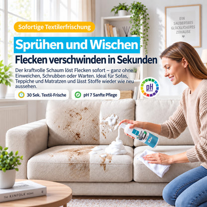 ⚡ 2026er BESTSELLER 🥳 Kraftvoller Schaumreiniger für Textilien – Entfernt Flecken in 30 Sekunden, beseitigt 99 % der Bakterien und ist einfach anzuwenden. Tiefenreinigung ohne mühsames Schrubben – Jetzt sparen!