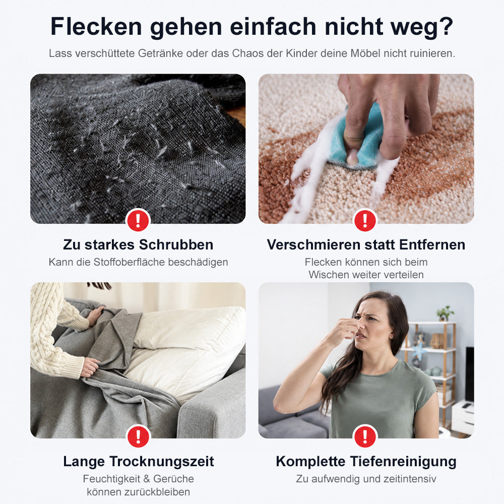 ⚡ 2026er BESTSELLER 🥳 Kraftvoller Schaumreiniger für Textilien – Entfernt Flecken in 30 Sekunden, beseitigt 99 % der Bakterien und ist einfach anzuwenden. Tiefenreinigung ohne mühsames Schrubben – Jetzt sparen!
