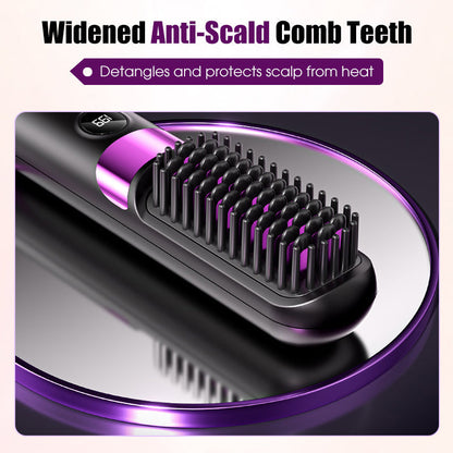💇‍♀️🔥 3-in-1 Kabellose Glättungsbürste – glätten, locken, entwirren – USB-C, 4 Stufen – perfektes Haar überall! ✨
